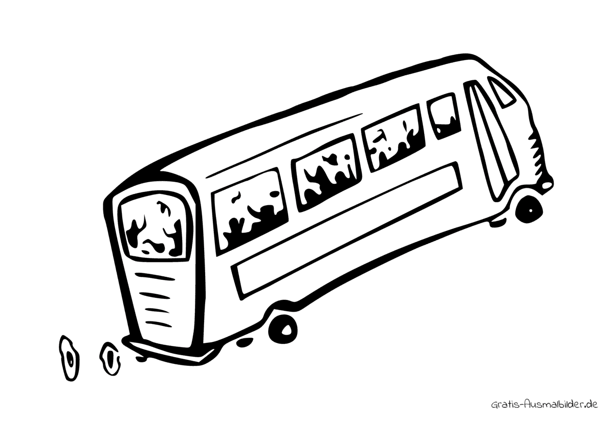 Ausmalbild Schulbus mit Kindern