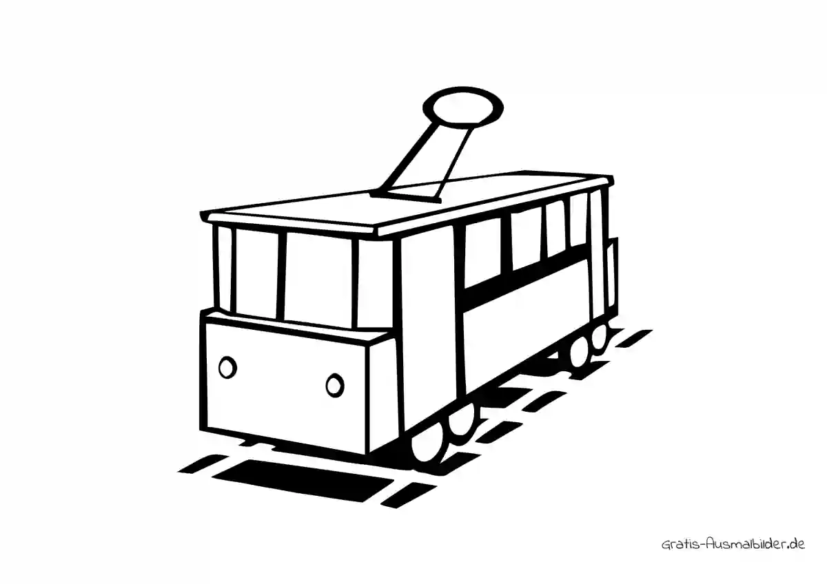 Ausmalbild Alte kantige Straßenbahn