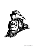 Ausmalbild Dampflok auf Gleisen