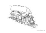 Ausmalbild Detaillierte Lokomotive