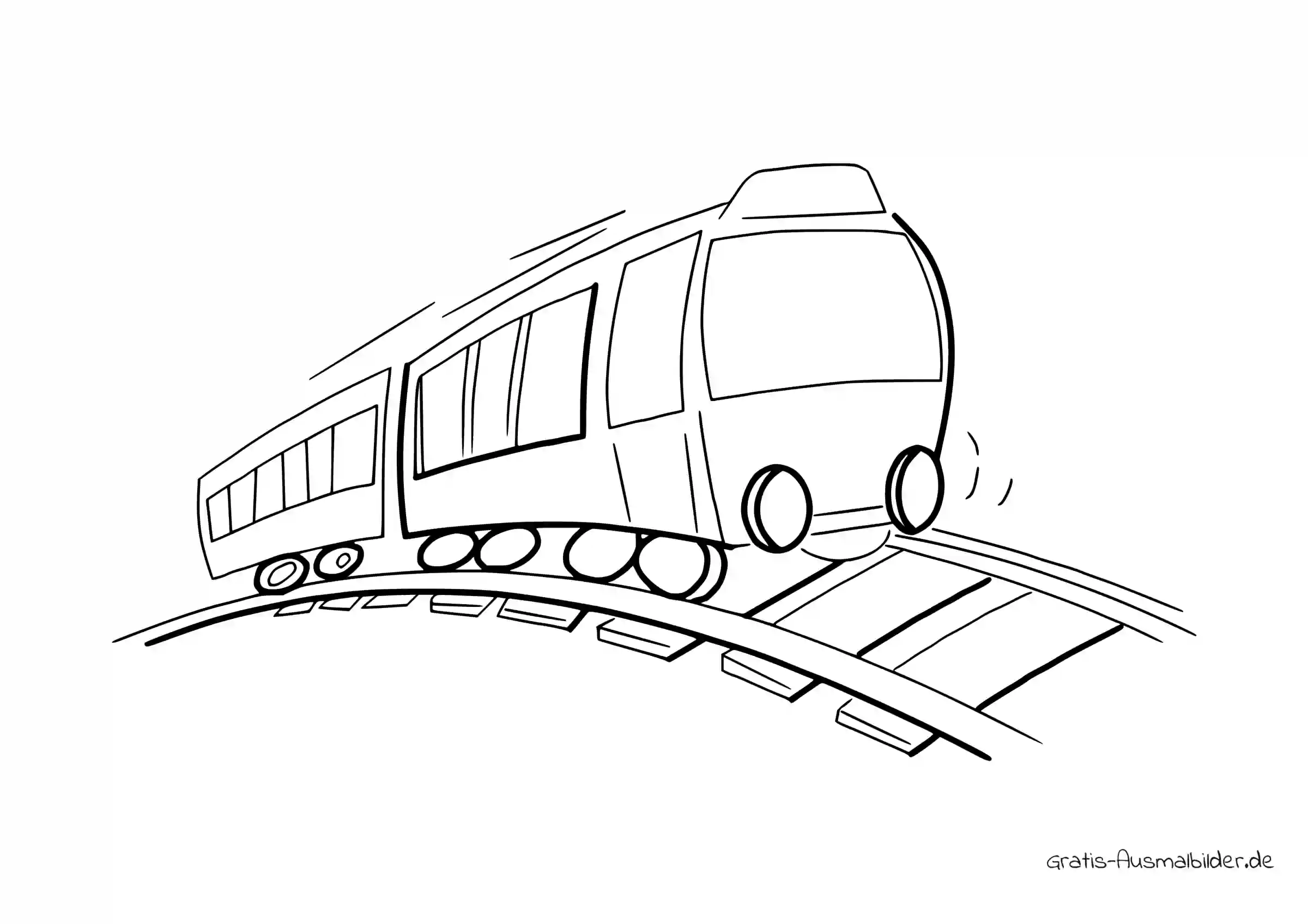 Ausmalbild Zug mit Gleisen