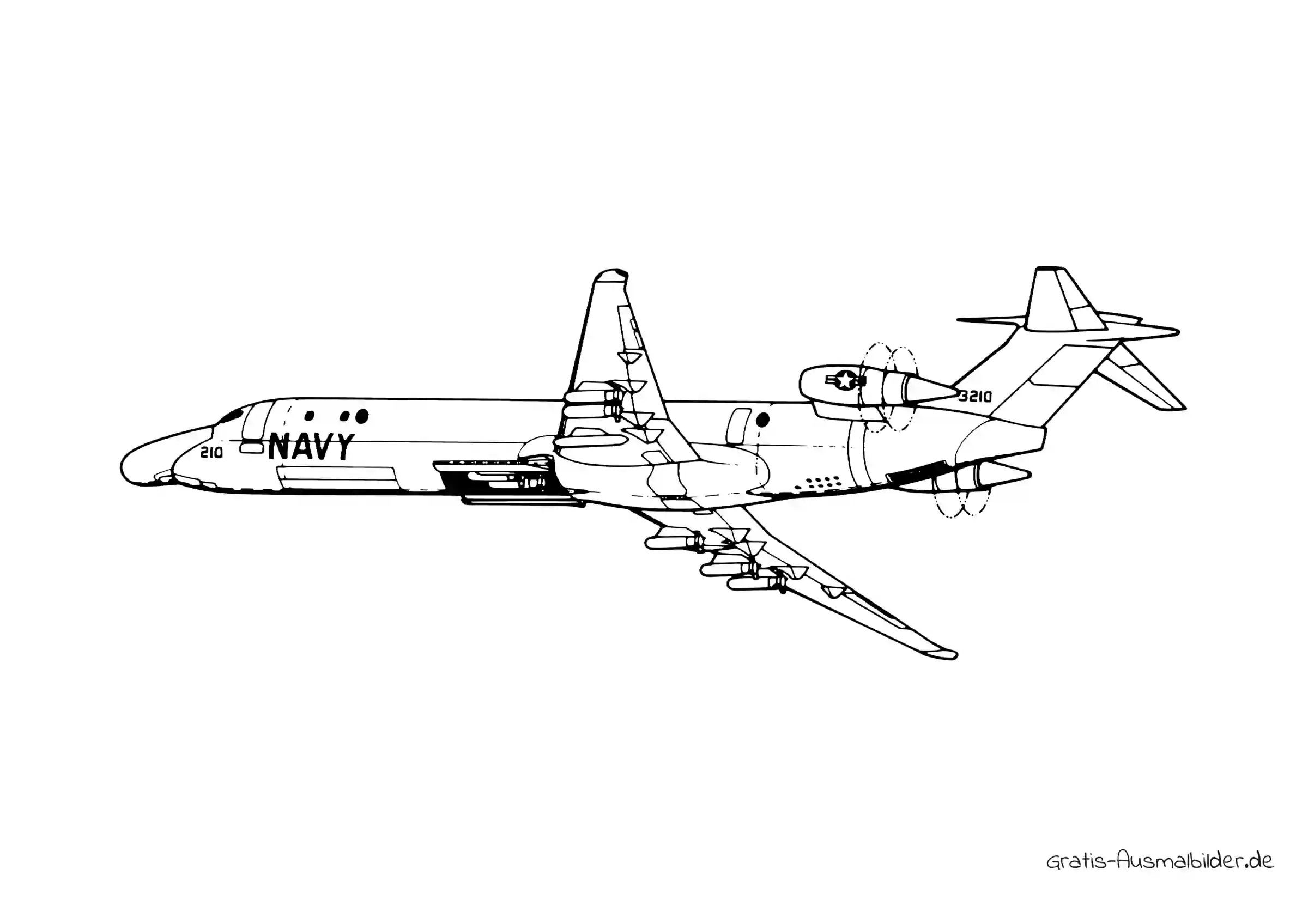 Ausmalbild Detailliertes NAVY Flugzeug