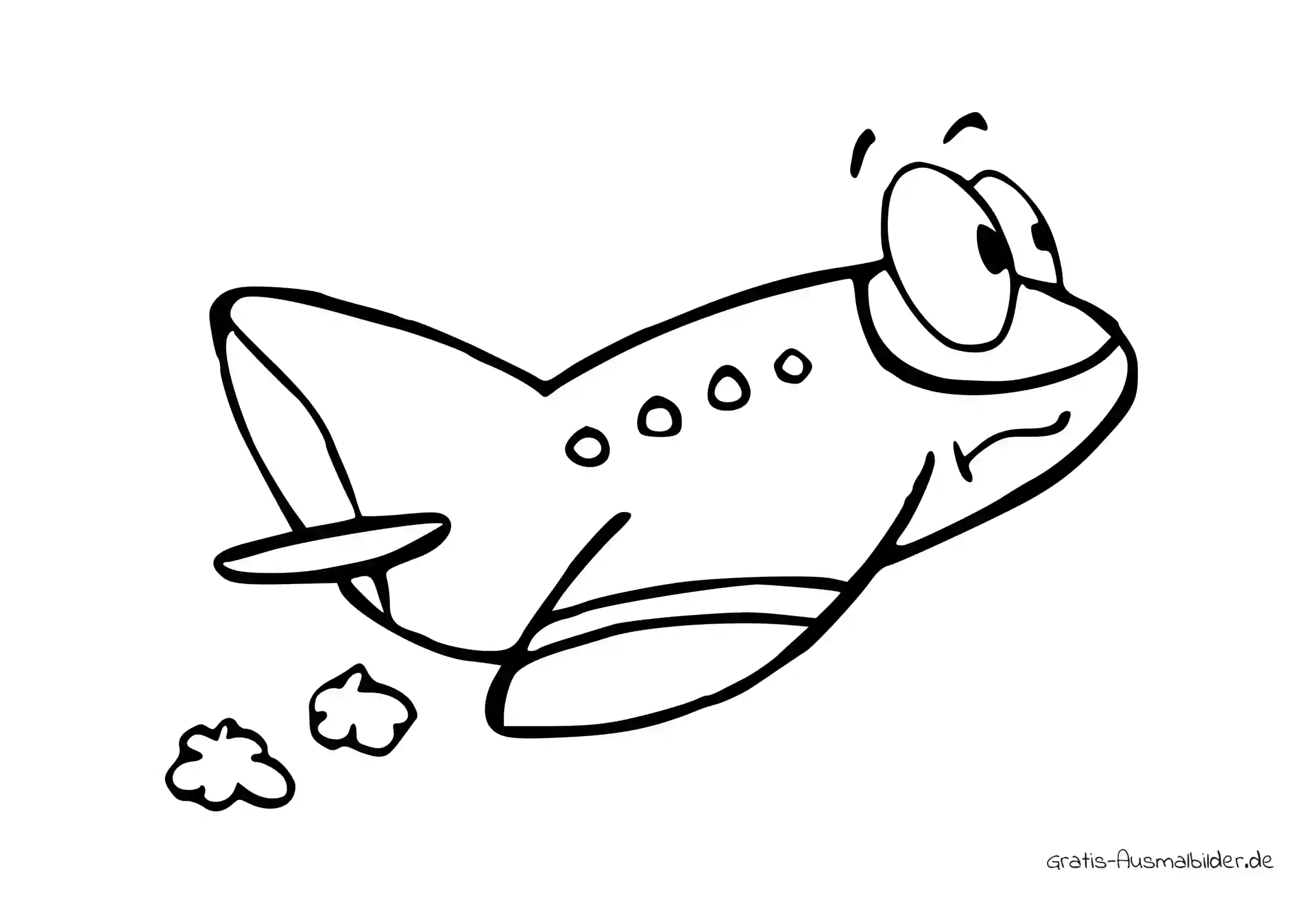 Ausmalbild Flugzeug mit Augen