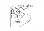 Ausmalbild Flugzeug mit Storch