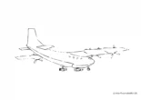 Ausmalbild Großes Flugzeug mit Fahrwerk