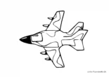 Ausmalbild Kampfjet mit Tarnmuster