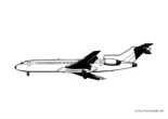 Ausmalbild Passagierflugzeug Düsen Seite