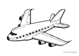 Ausmalbild Passagierflugzeug mit Triebwerken