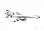 Ausmalbild Passagierflugzeug von recht