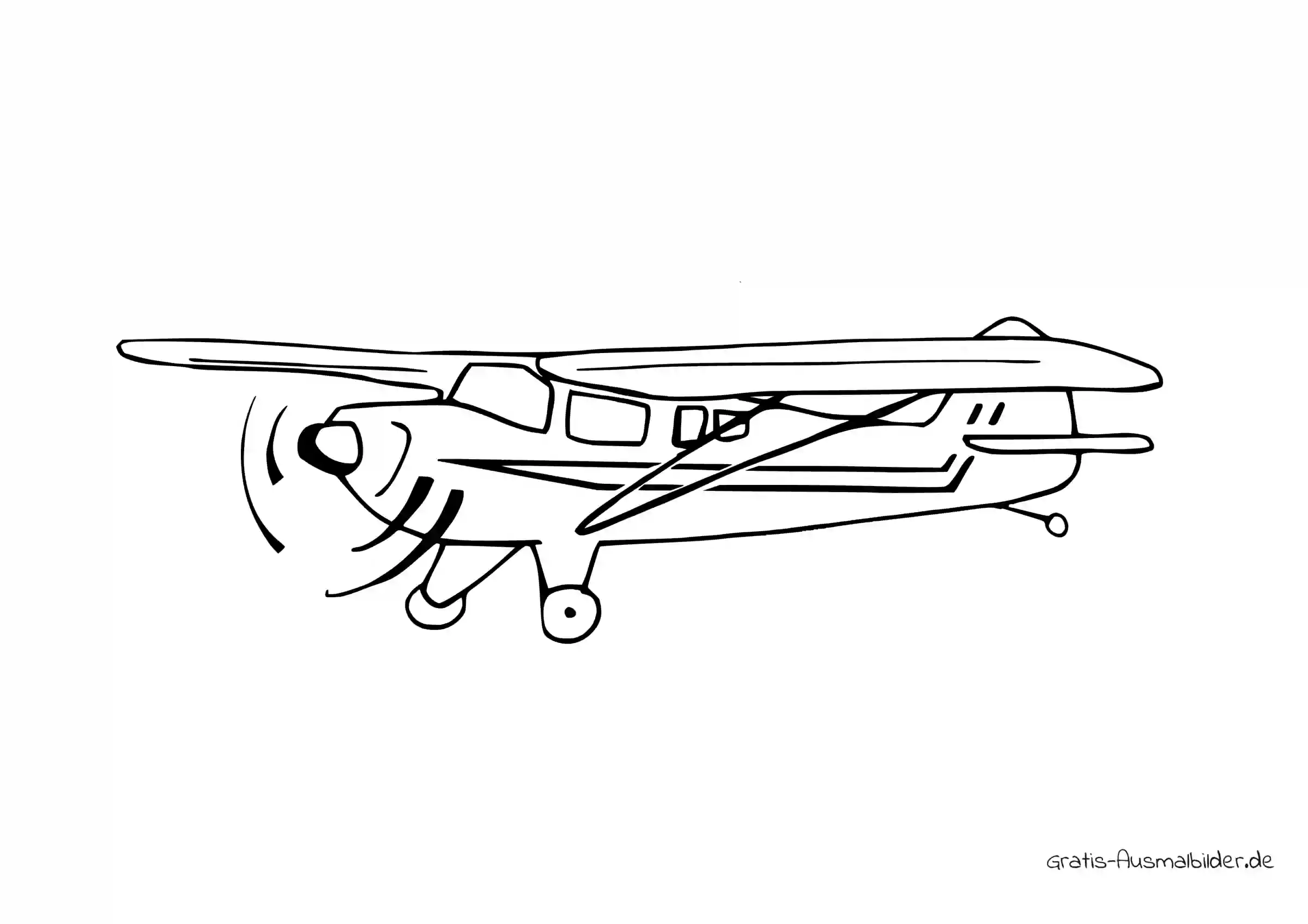 Ausmalbild Propeller-Privatflugzeug