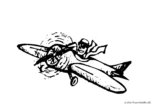 Ausmalbild Propellerflugzeug Pilot