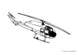 Ausmalbild Helikopter mit langem Rotor