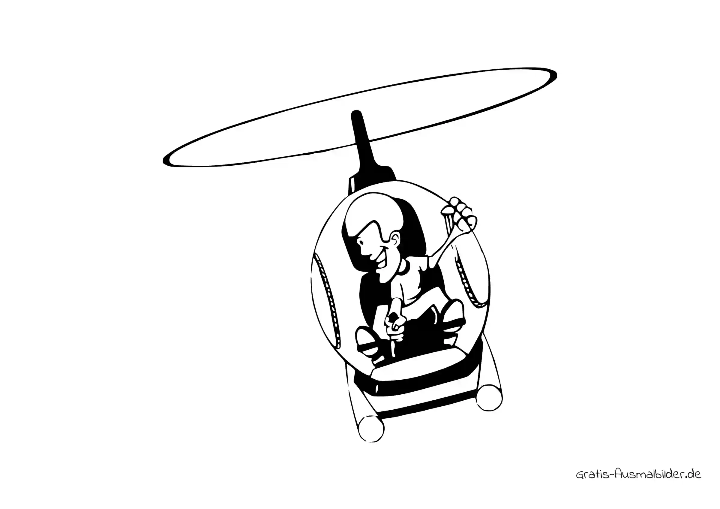 Ausmalbild Helikopterpilot