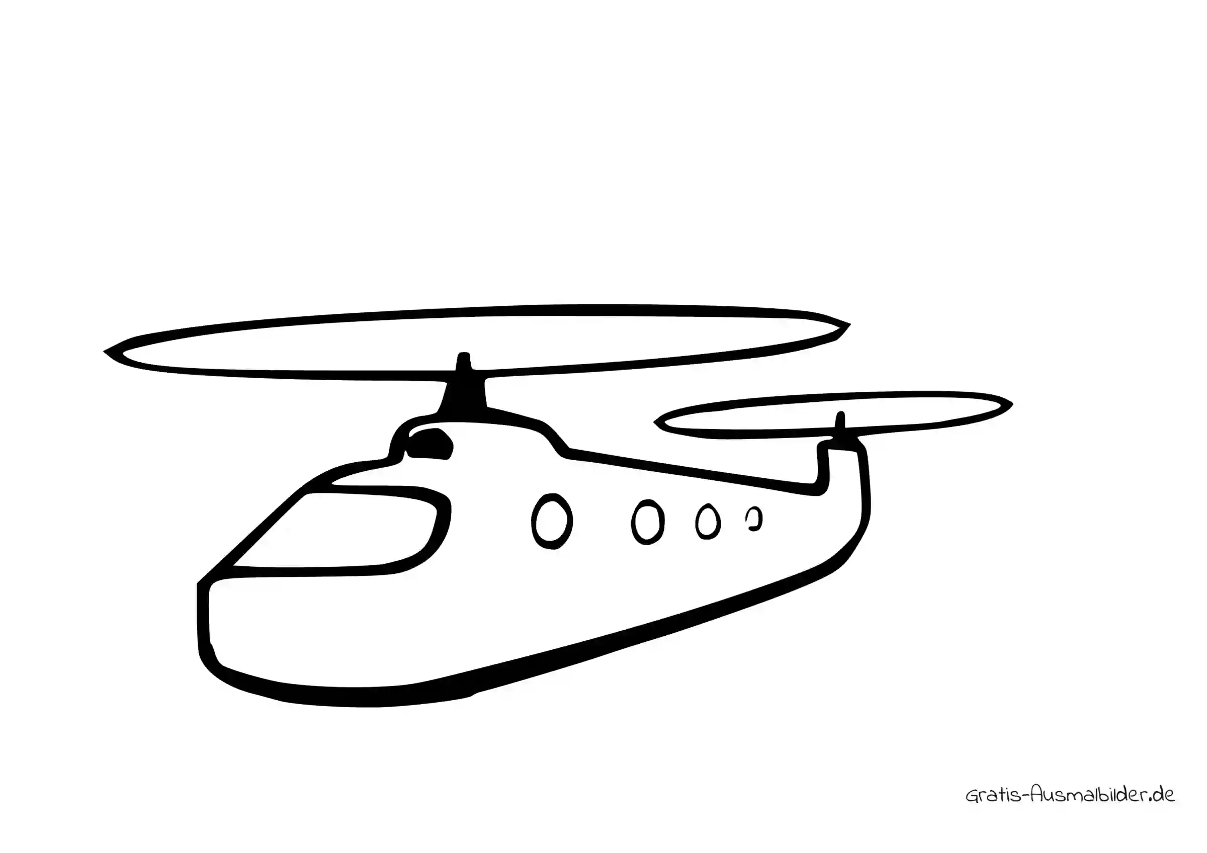 Ausmalbild Hubschrauber mit 2 Rotoren