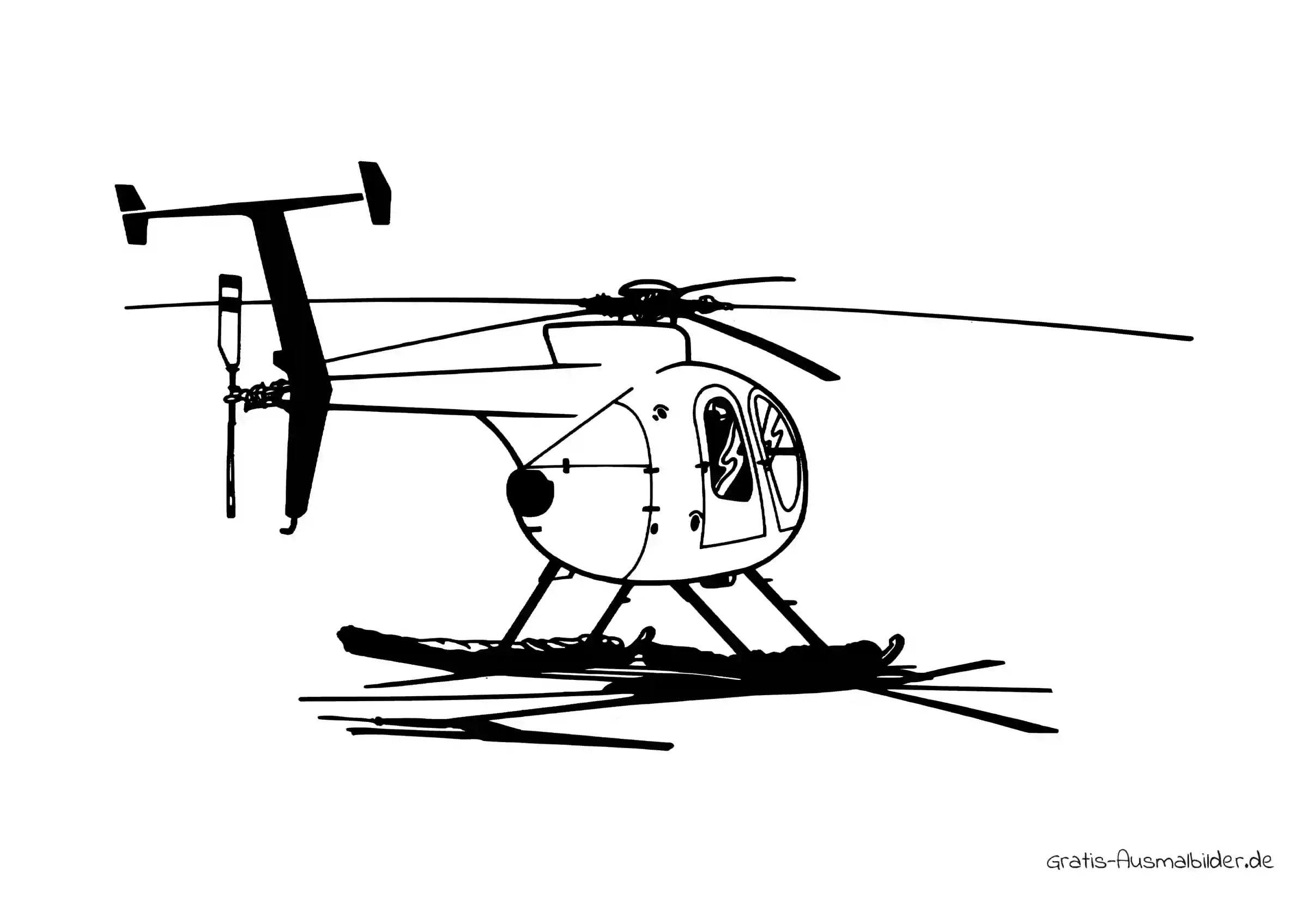 Ausmalbild Hubschrauber von hinten
