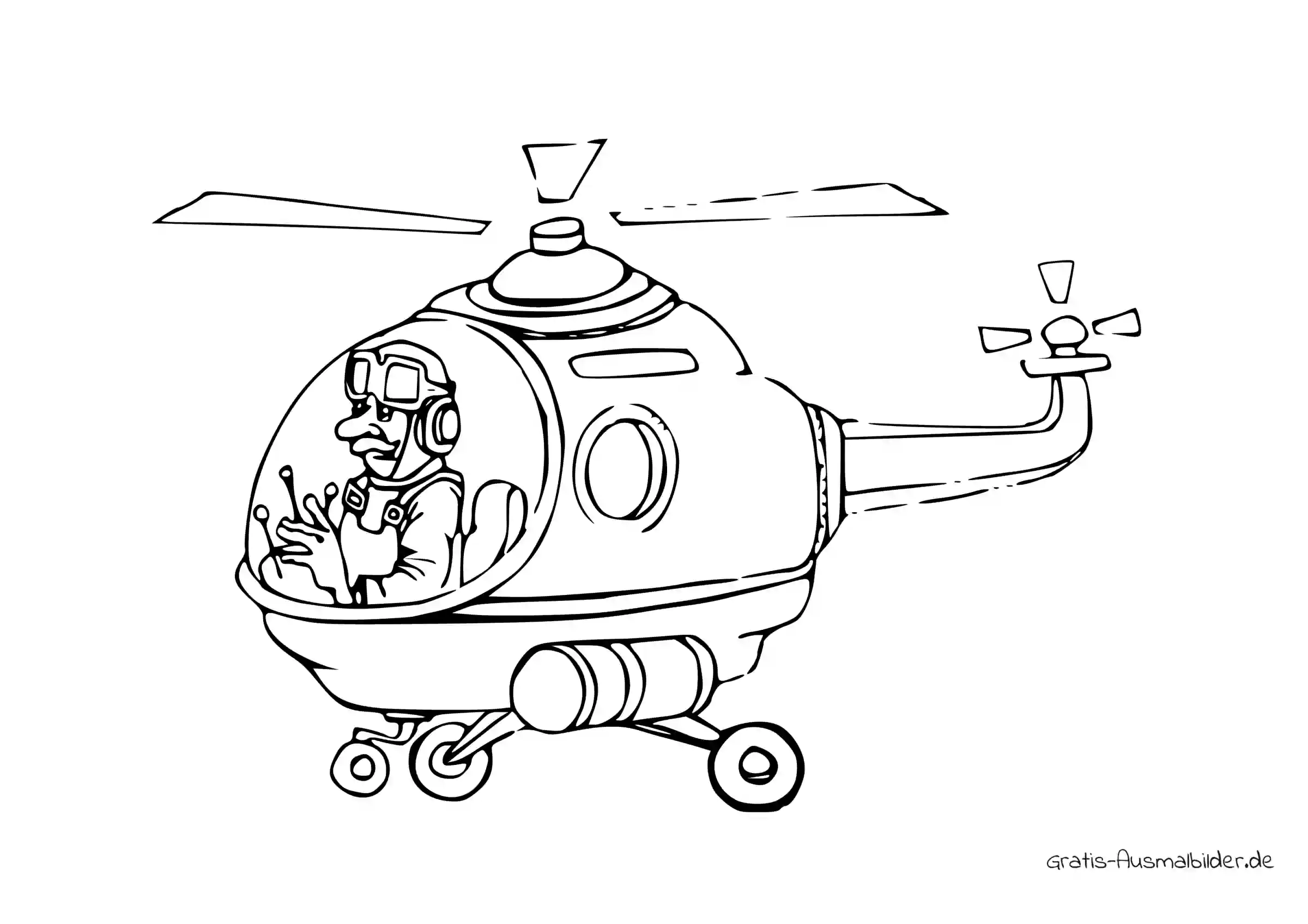 Ausmalbild Pilot in einem Helikopter