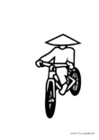 Ausmalbild Fahrradfahrer mit Hut