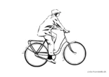 Ausmalbild Frau auf einem Fahrrad