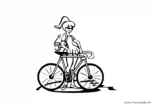 Ausmalbild Frau hinter Rennrad