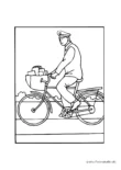 Ausmalbild Postbote auf Fahrrad