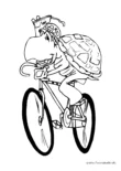 Ausmalbild Schildkröte auf Fahrrad