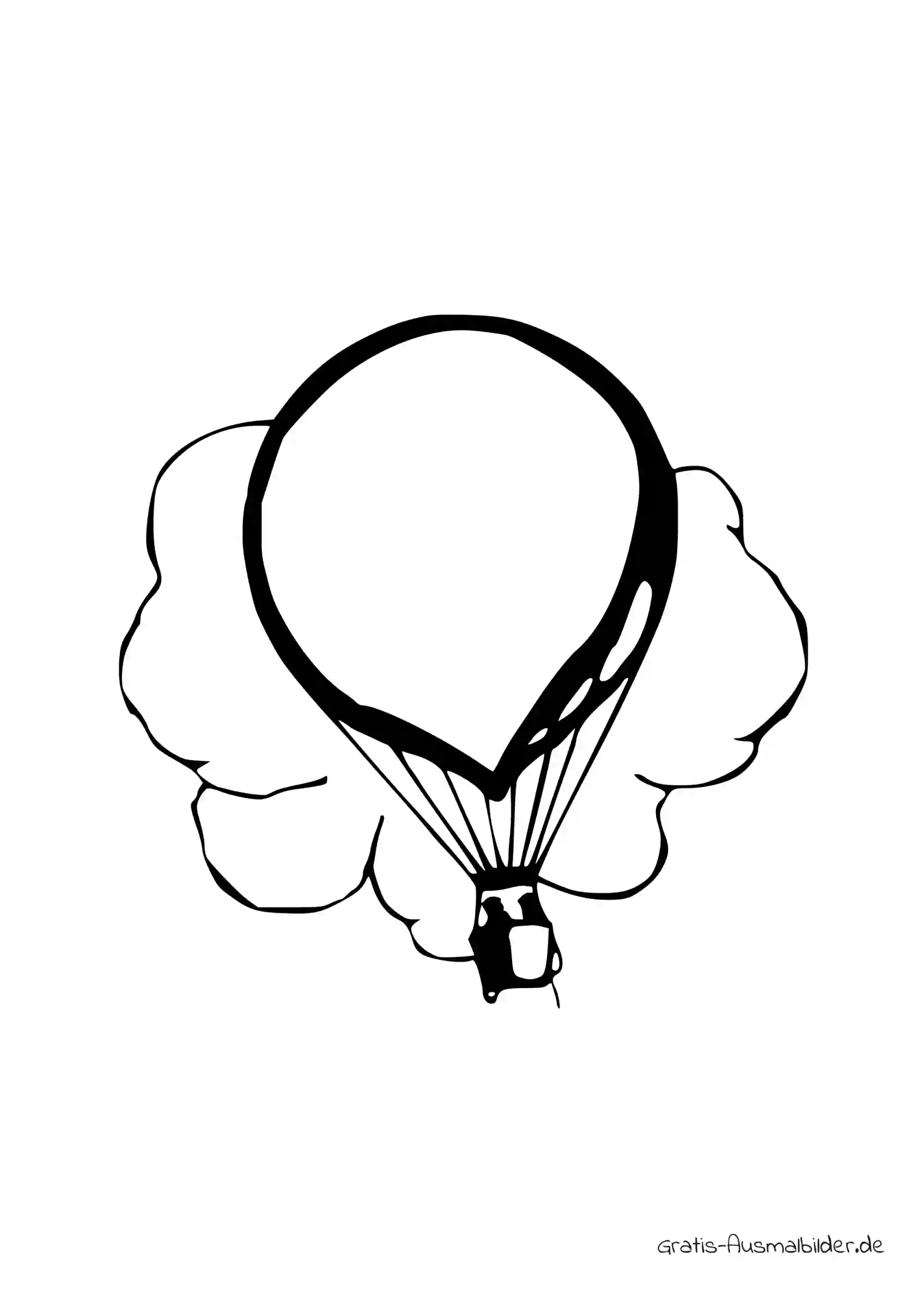 Ausmalbild Heißluftballon in den Wolken