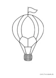 Ausmalbild Heißluftballon mit Fahne