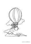 Ausmalbild Mann in Heißluftballon