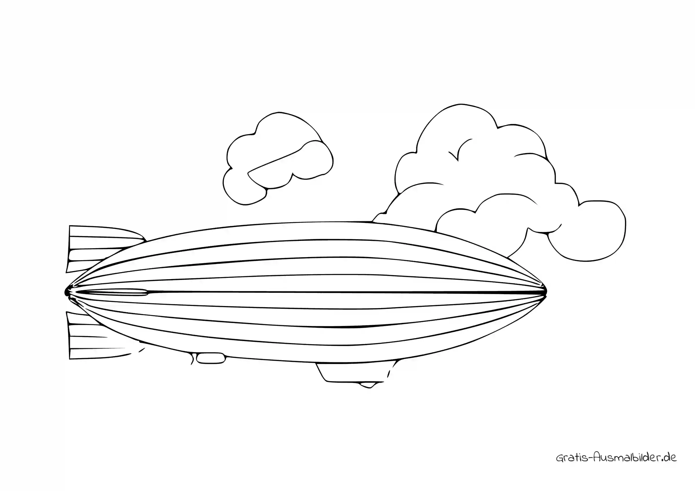 Ausmalbild Zeppelin in den Wolken