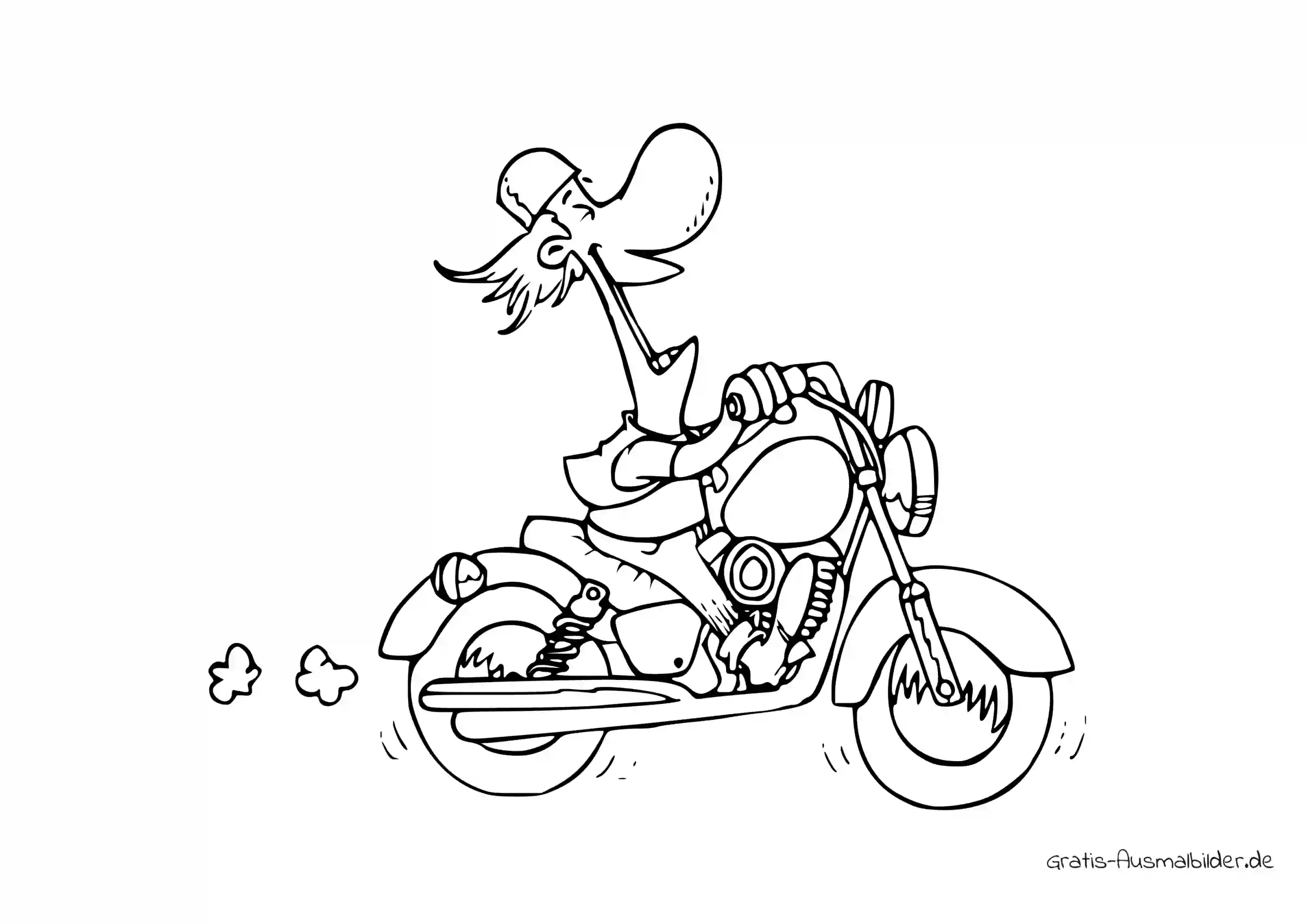 Ausmalbild Mann fährt ein Motorrad