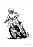 Ausmalbild Motocross Maschine mit Rennfahrer