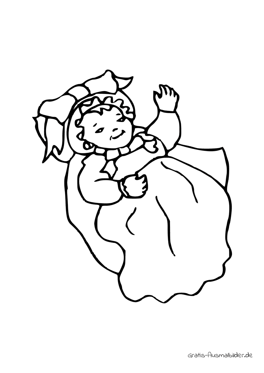 Ausmalbild Baby im Bett