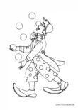 Ausmalbild Clown am Jonglieren mit Bällen
