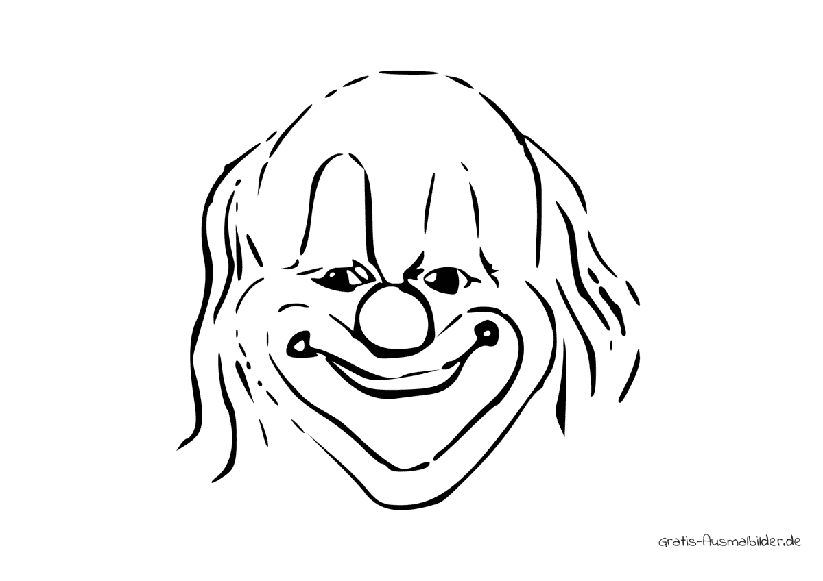 Ausmalbild Clown mit Haaren