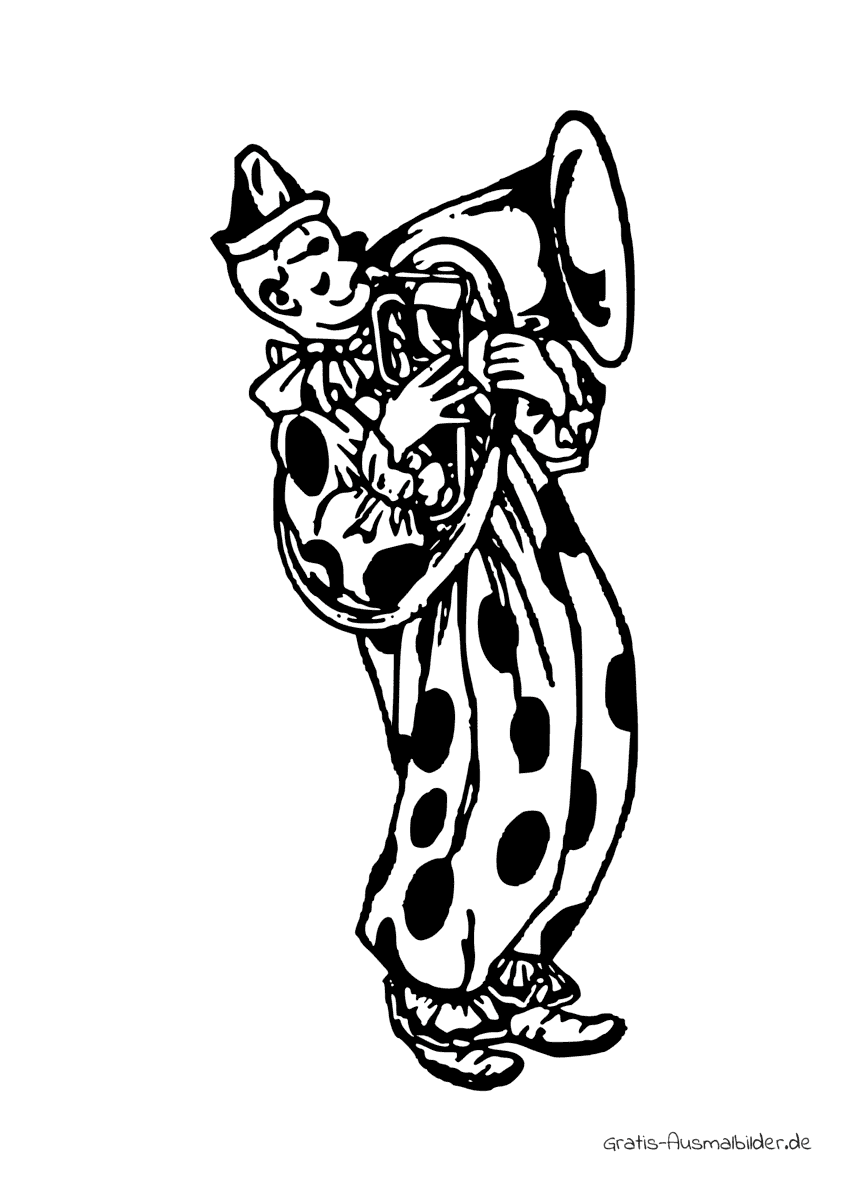 Ausmalbild Clown mit Horn