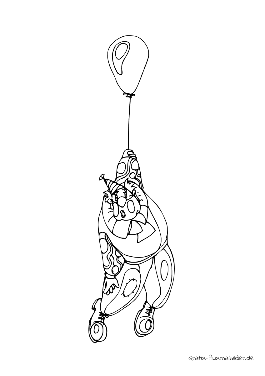 Ausmalbild Clown mit Luftballon