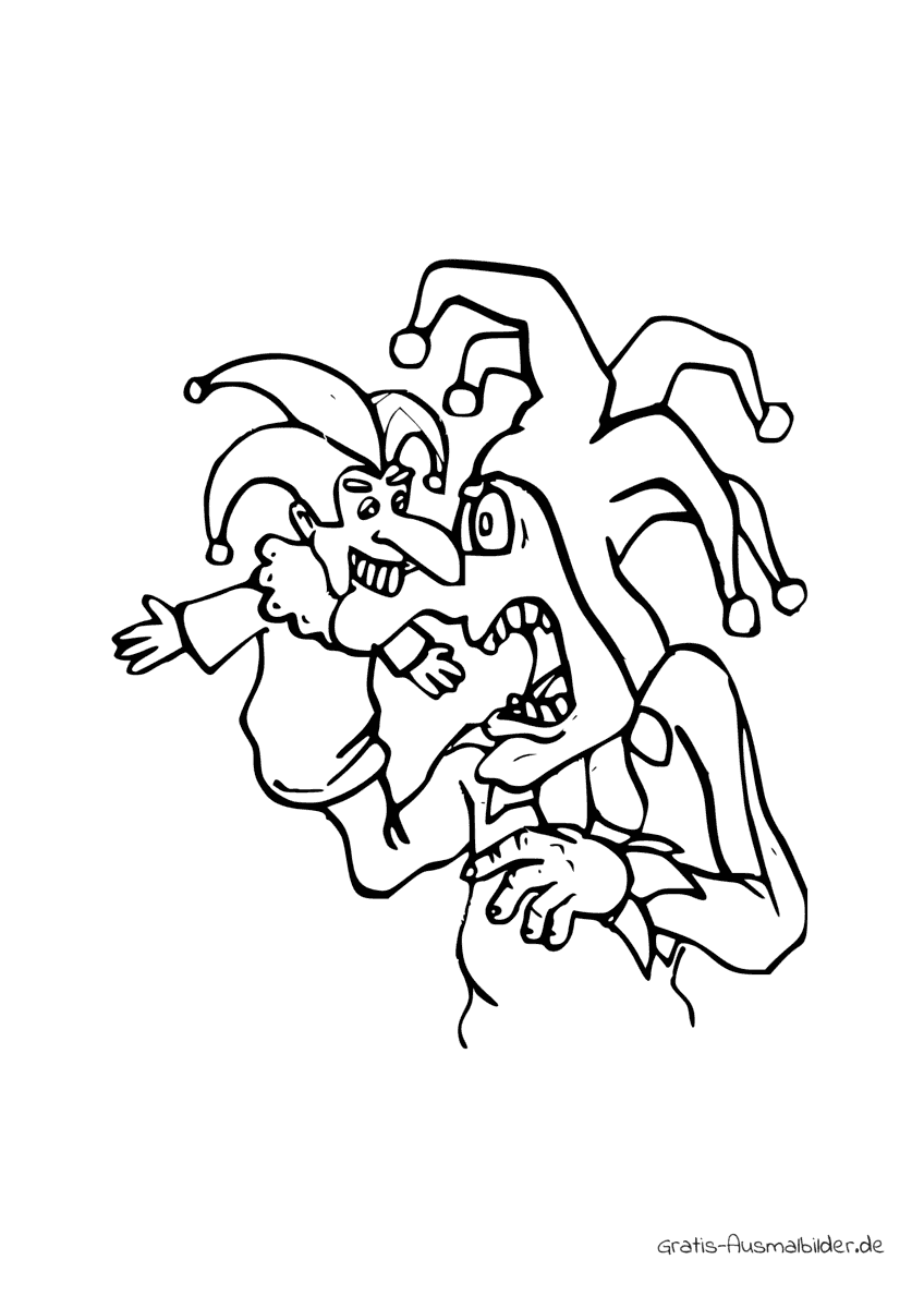 Ausmalbild Clown mit Puppe - Kostenlose Malvorlagen bei Gratis