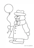 Ausmalbild Clown Skizze mit Ballon