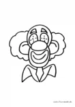 Ausmalbild Clownskopf mit schöner Frisur