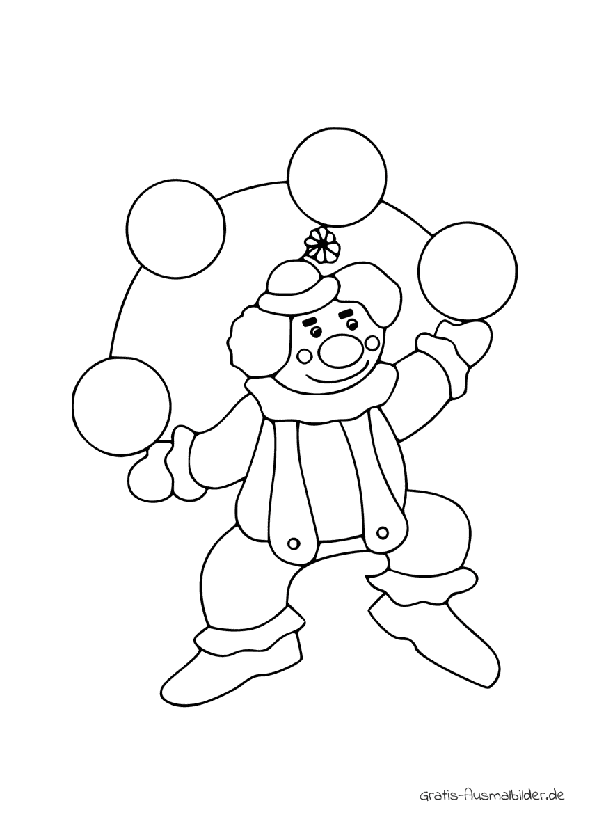 Ausmalbild Kleiner Clown jongliert
