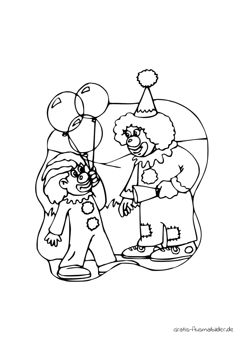 Ausmalbild Kleines Kind mit Clown