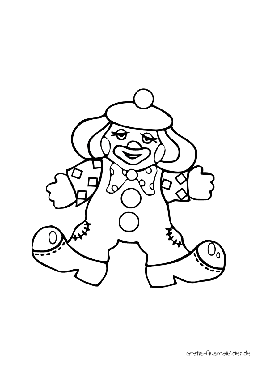 Ausmalbild Traurige Clownpuppe