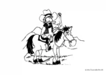 Ausmalbild Cowboy auf einem Pferd