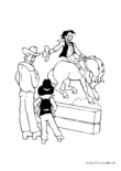 Ausmalbild Cowboy auf Rodeopferd