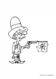 Ausmalbild Cowboy mit Fake Pistole