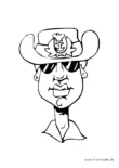 Ausmalbild Cowboy mit Sonnenbrille