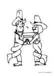 Ausmalbild Cowboy mit verknoteten Beinen