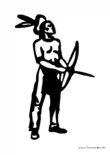 Ausmalbild Skizze Indianer mit Bogen