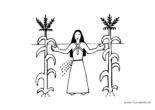 Ausmalbild Skizze Indianerfrau