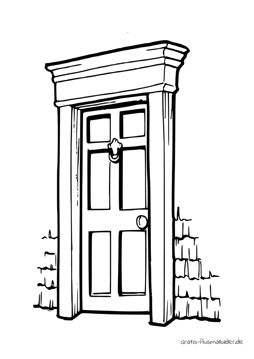 Ausmalbild Einfache Tür